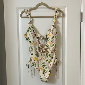 Lemon Print Ruffle One-Piece Swimsuit